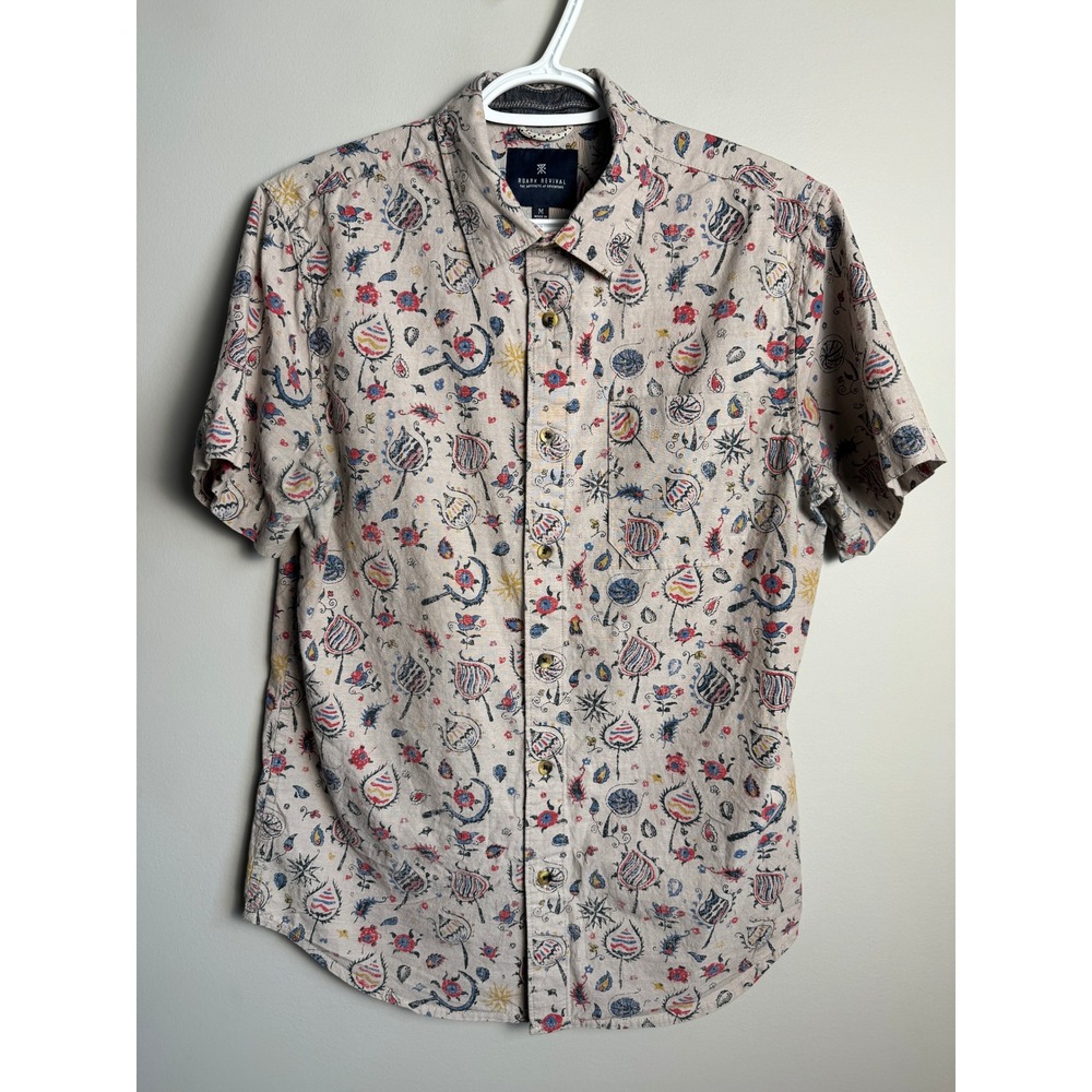 Roark Revival Artifacts of Adventure Short Sleeve Button Up Shirt Boho Surf M
